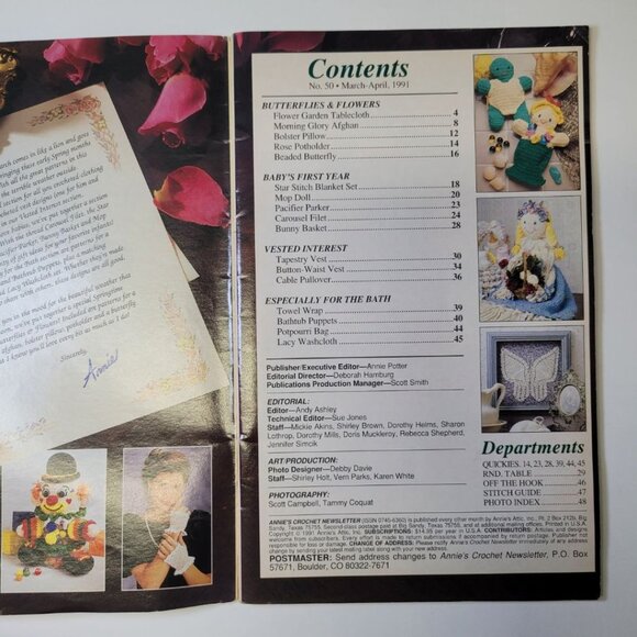 Annies Crochet Newsletter 1991 No 50 l Crafting Blanket Afghan Flowers Square - Picture 2 of 10